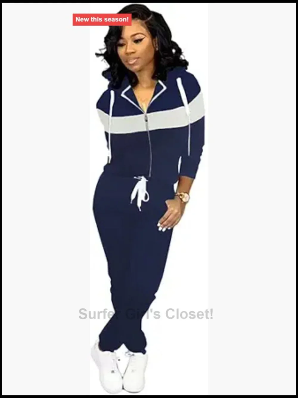 Women's 2 Piece Long Sleeve Hooded Jogging Suit with Pockets